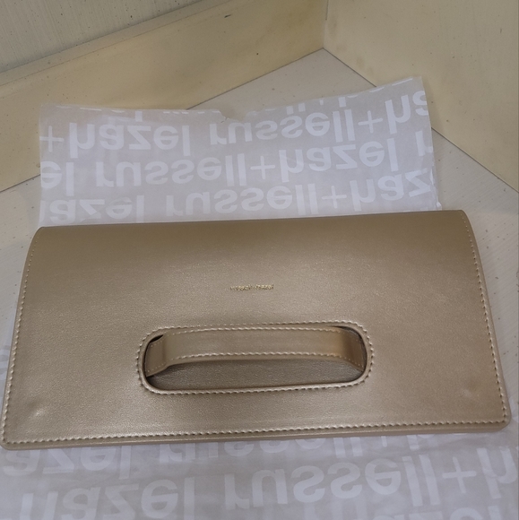 Gold Vegan Leather Clutch Bag & Wallet - Picture 4 of 13
